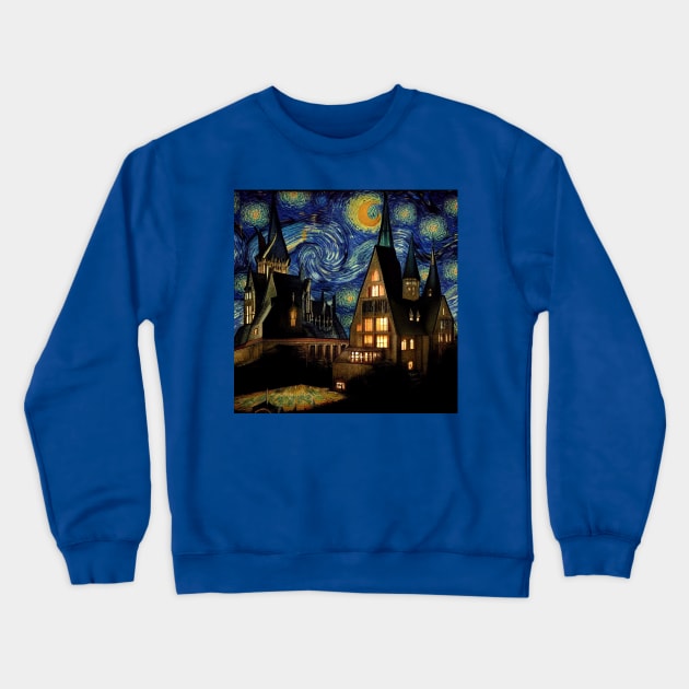 Starry Night Wizarding School Van Gogh Crewneck Sweatshirt by Grassroots Green